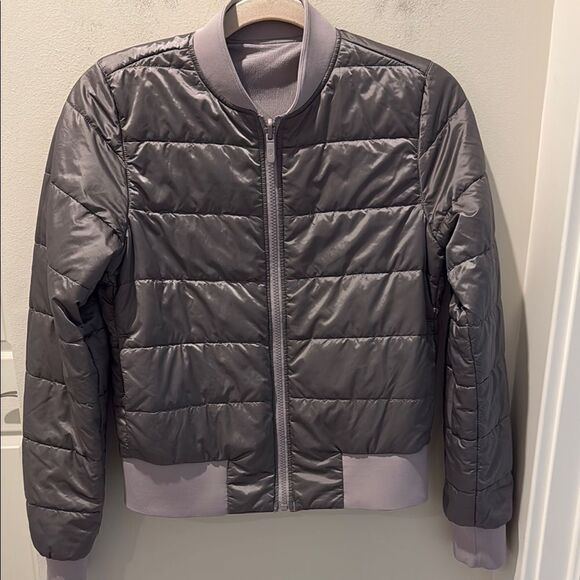 Lululemon Taupe Reversible Puffer Bomber Jacket size 4 - Picture 1 of 10